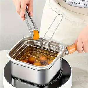 2pcs Stainless Steel Portable Multifunctional Outdoor Frying Pan, Home Oil-Saving Square Fry Pan, Outdoor Cooking Pot
