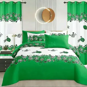 Green Floral Bedding Set with White Accents and Rose Patterns for a Fresh Look