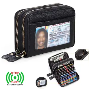 Ciephia Women's RFID Blocking Wallet - Slim Top-Grain Cowhide Credit Card Holder with Zipper Closure, Multiple Card Slots & Coin Pocket, Compact Black Genuine Leather Purse for Women