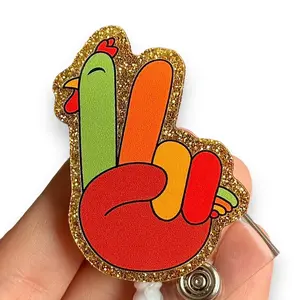 Glitter My Badge Thanksgiving Turkey badge reel for nurse and hospital workers. Badge clip Badge pull - Retractable swivel clip with a 360 rotation. Great gift for coworker.