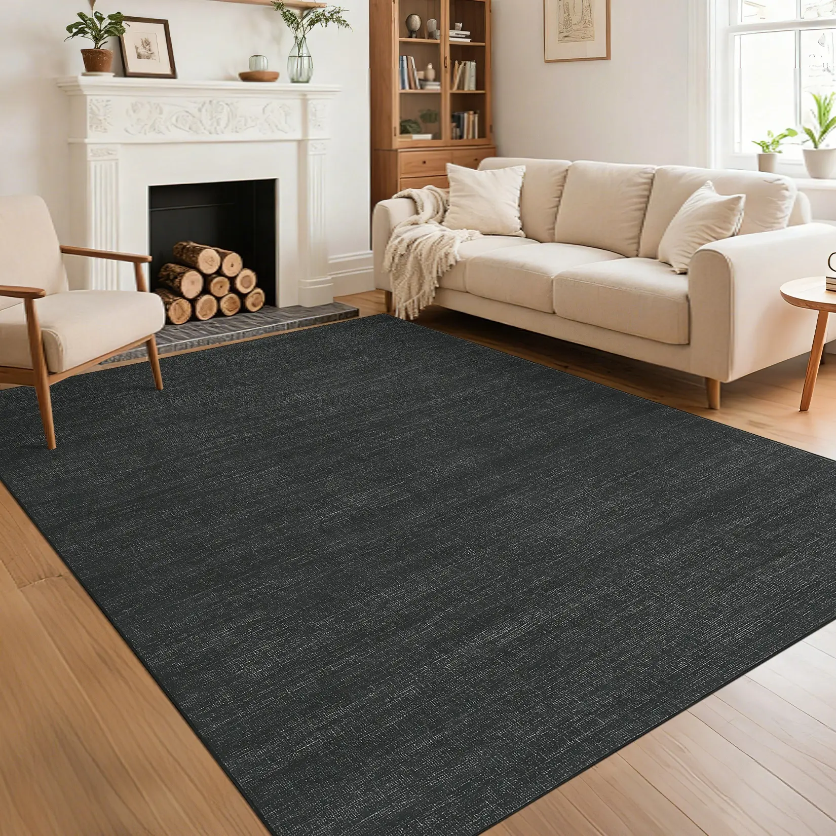 Modern Solid Color Bedroom Rug Washable Soft Non-slip Ultra-thin Foldable Decorative Rug for Dining Rooms Living Rooms Offices Farmhouses Children's Rooms and Laundry Rooms