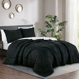 Reversible Modern Black White Quilt Set