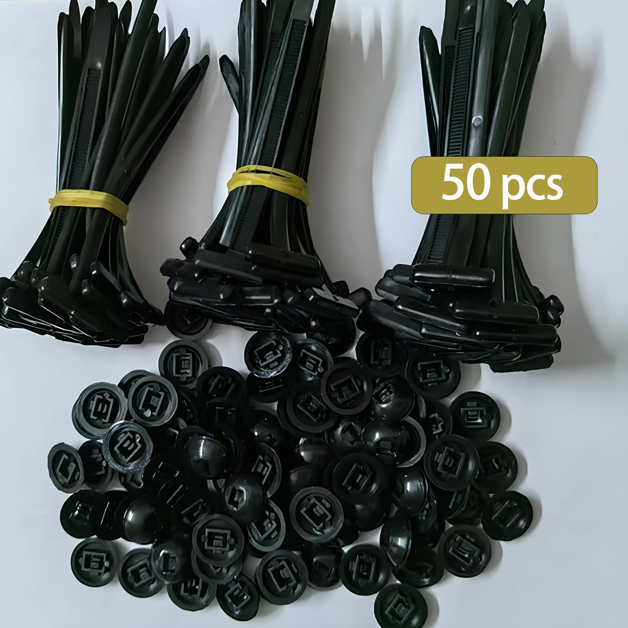 50Pcs Nylon Universal Cable Tie Buckle, Heavy Duty Self-Locking Nylon Zip Ties Holder, Multipurpose Plastic Cable Ties Tool for Car Daily Repair