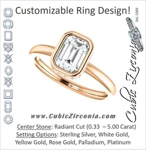 Cubic Zirconia Engagement Ring- The Zakiya (Customizable Bezel-set Radiant Cut Design with Filigree Fleur-de-Lis Trellis & Under-Halo Accents)