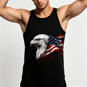 Men's Vintage American Eagle & USA Flag Graphic Sleeveless Tank Tops, Soft Big and Tall Gym Casual Menswear for Summer 4th of July Workouts, Athletic Undershirt Tank Top