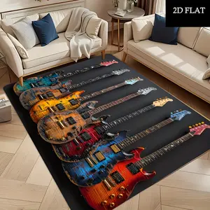 Vintage Electric Guitar Collection Large Soft Diatomite Floor Mat, Non-slip Soft Diatomite Material with 100% Rubber Backing, Perfect for Rock Music Lovers, Guitar Players, Music Studios, Game Rooms and Industrial-style Home Decor Rug Carpet