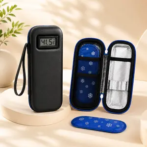Insulin Cooler Travel Case with Temperature Display, 2 Reusable Ice Packs & Bonus Diet Reference Poster, Portable Insulated Insulin Pen Cooling Bag, TSA Friendly Diabetic Supplies Organizer for Medicine Storage, Trips, Work and Daily Use