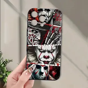 Horror Stylish Phone Case Featuring a Scary Clown Mask Design, Made of Matte Texture, Suitable for Iphone 17 17Air 16, 15, 14, 13, 12, 11 Pro Max/ Pro/ Plus, Offering Drop Protection with a Transparent Soft Back Cover.