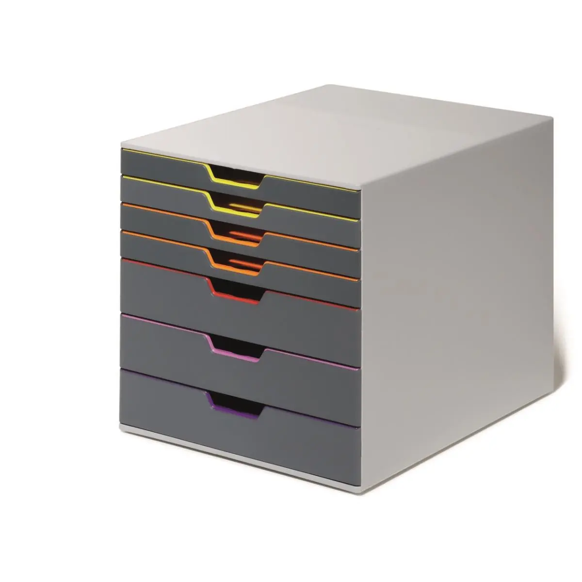 212 MAIN Durable Color-Coded 7-Drawer Desktop Stackable Storage Bin - Gray & Multi-Color, Skid-Proof, Smooth & Soundless Opening, EDP-Printable, for Office Document Organization