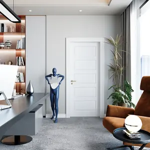 5-Panel Interior Door,White Primed Panel Pre-Assembled French Door for Closet Pantry Bedroom Livingroom Study Office,as Prehung, Pocket, Barn Doors-Shaker w/o Hardware