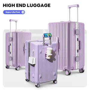 TIYFIY Luggage Set 1-Piece/2-Piece/3-Piece with TSA-Approved Locks Features USB Charging Port, Cup Holder, and Multi-Functional Phone Holder Durable PC+ABS Hard-Shell Suitcase Top Back-to-School Gift Choice Aluminum Frame