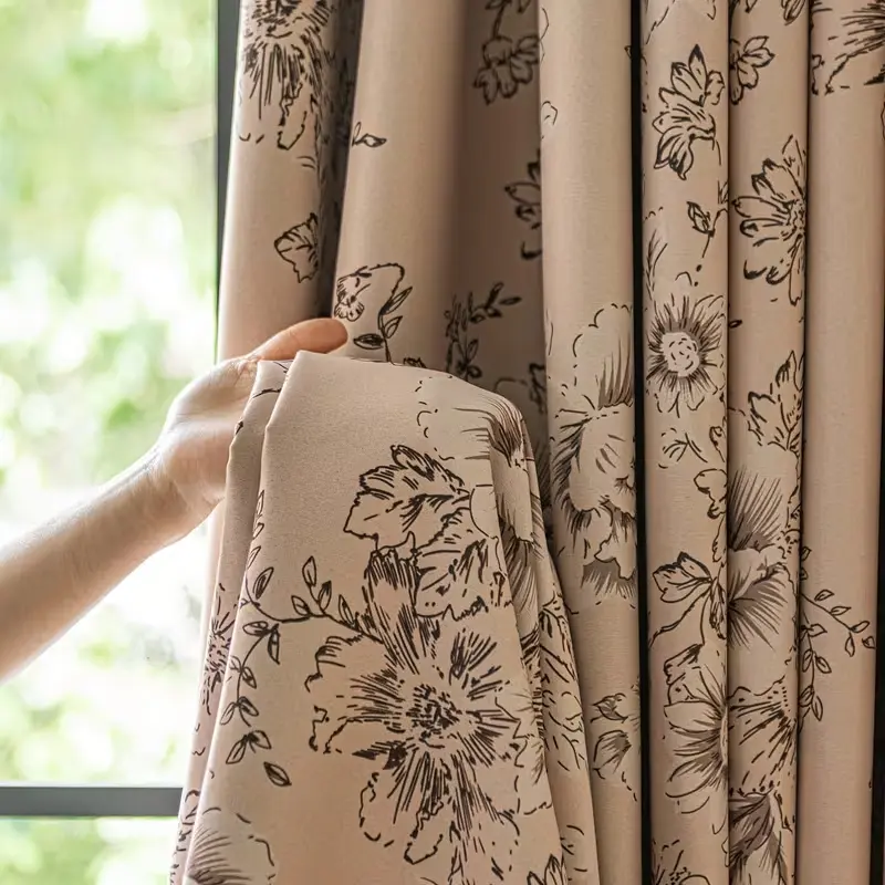 1pc Floral Blackout Curtains, Upgrade Curtain, Window Curtain, Home Decorative Curtain, Korean Style Drapes, Artistic Print, Privacy Protection, Suitable for Bedroom and Living Room