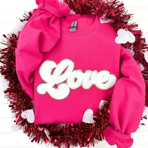 White Chenille LOVE Patch Sweatshirt