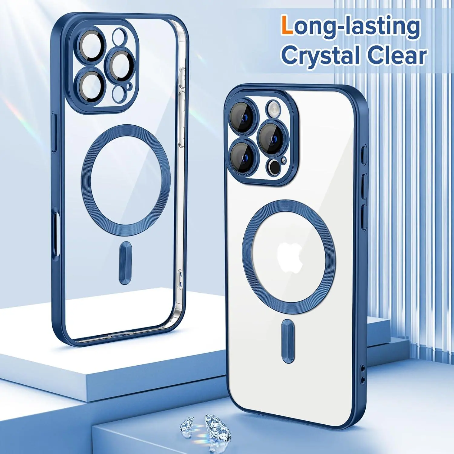 Luxury Magnetic Wireless Charge Plating Clear Phone Case for Iphone 17/16pro 15 14 PLUS 13 12 11 Pro Max Plus Ultra-Compatible with Magsafe, Thin Soft TPU Shockproof Transparent Phone Cases with Camera Lens Protector Film, for iPhone 17 Pro max