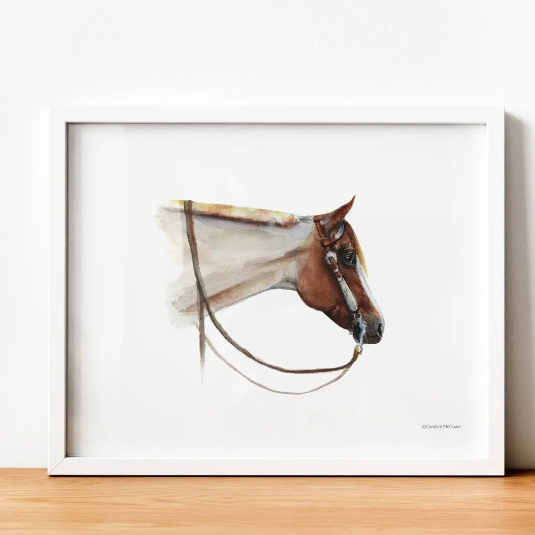 Horse Wall Art Poster, Equestrian Watercolor Print, Minimalist Horse Artwork, Rustic Farmhouse Country Home Decor