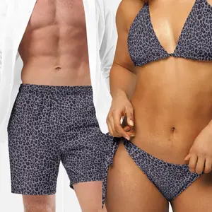 Elegant Tropical His and Hers Matching Swimsuits for Couples - Honeymoon Beachwear, Camo & Surfing Designs