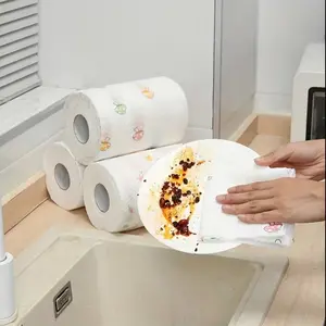1 Roll 200pcs Multi-Purpose Kitchen Towel Rolls, Washable Reusable Oil-Free Non-Stick, Kitchen Wipes, Ideal for Kitchen Bathroom Bedroom Cleaning