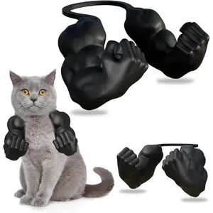 Cat Muscle Arms,3D Printed Cat's Neck Arms with Muscle for Halloween Cat Costume Accessory,Funny Pet Costume,Cats with Muscular Arms for Kitten Birthday Party Supplies (Black)