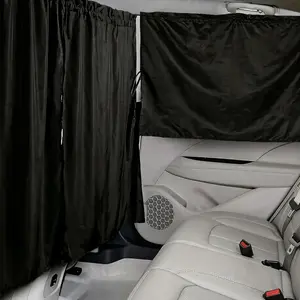 Car Privacy Curtains, Set of 3 Upgraded Double-Layer Large Size Car Divider Curtain+Side Window Sunshade with Storage Bag, High Privacy Curtains for Travel Camping Nap Sleeping (Black)