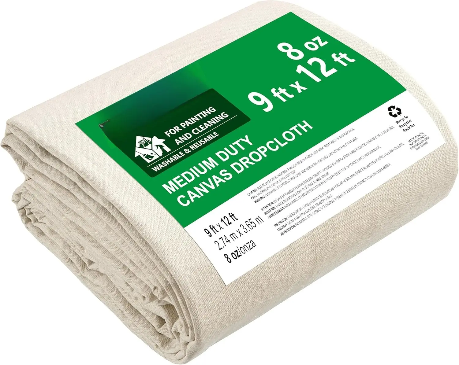 All Purpose Canvas Drop Cloth - Carpet Protector, Canvas Fabric Drop Cloth Curtains, Painting Tarp, Washable Floor Tarp,  Drop Cloth,  Cotton Canvas Drop Cloth 9x12 Ft