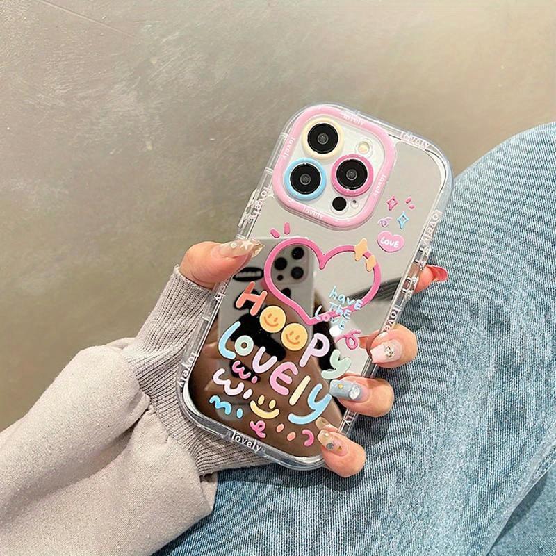 Adorable Girl Heart Mirror Phone Case for iPhone 11 12 13 14 15 Pro Max Shockproof Back Cover