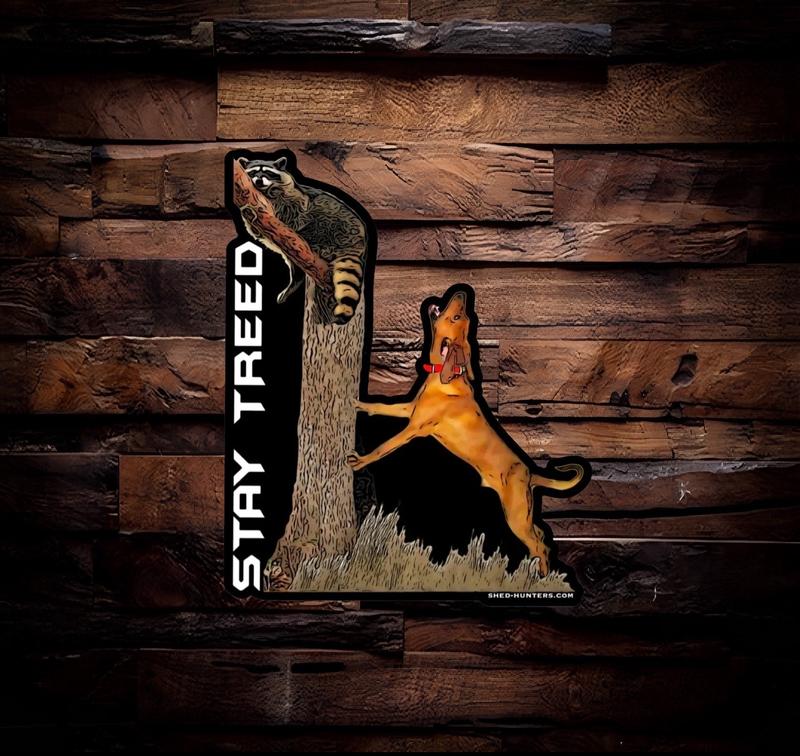 Stay treed red bone coon hound Hunter Gun Dog Hunting Sticker