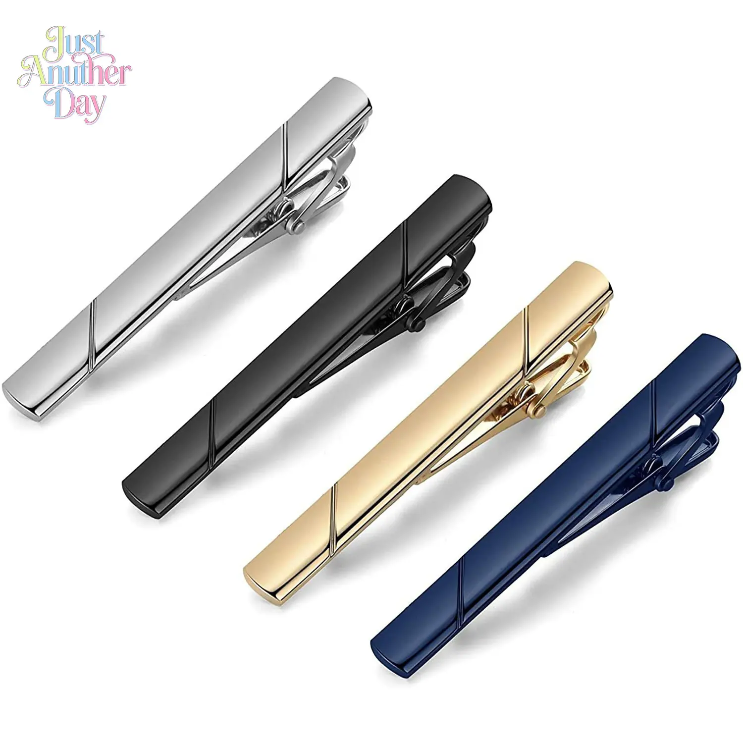 4PCS Men's Luxury Stainless Steel Tie Clips, Slanted Groove & Smooth Surface Necktie Bars, High-End Formal Suit Accessories