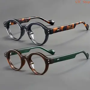 2 Pairs Unisex Retro Oversized Blue Light Blocking Glasses, Round & Square Stylish PC Frame Non-Prescription Eyewear with Shockproof Protective Case for Daily Wear
