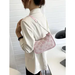 Lightweight,Business Casual Floral Pattern Chain Bag For Women College Students