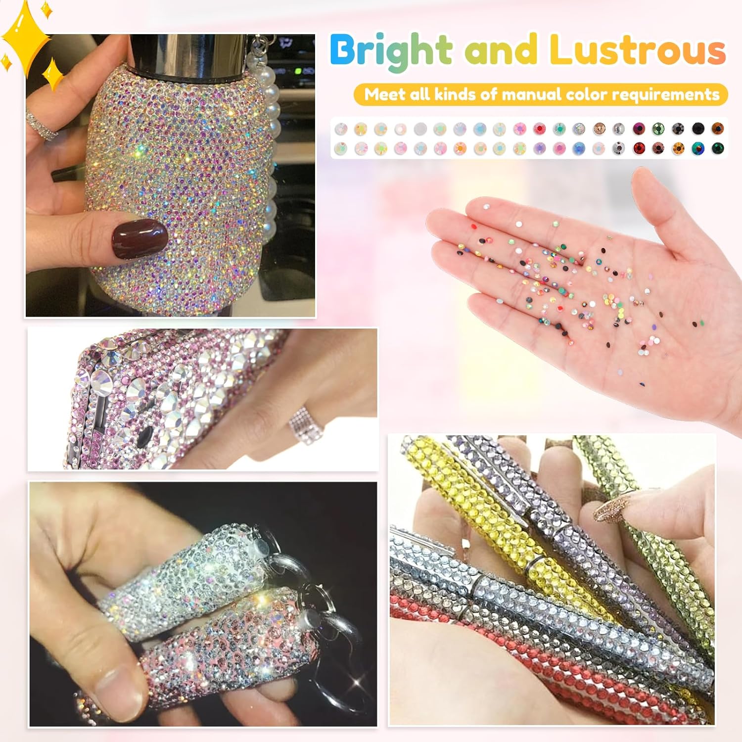 15 Color 20000Pcs Jelly Rhinestones Bedazzling Kit, 3mm Multicolor Resin Flatback Gems with Tweezers Pick-Up Pen for DIY Craft Apparel Nail Art Phone Case, 3mm Flatback Rainbow Gems with 2 Pcs Jewelry Glue & Rhinestone Picker for Clothes Shoes Nail Art