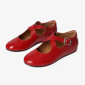CELNEPHO Mary Janes for Women Round Toe Criss Cross Buckle Strap Ballet Flats Comfortable Everyday Wear Spring Dressy Ballerina Shoes