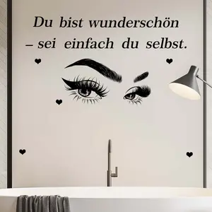 1Pcs 30x90cm German Quote Girl Eyes Matte Wall Sticker Self-Adhesive for Living Room Hallway Home Decoration