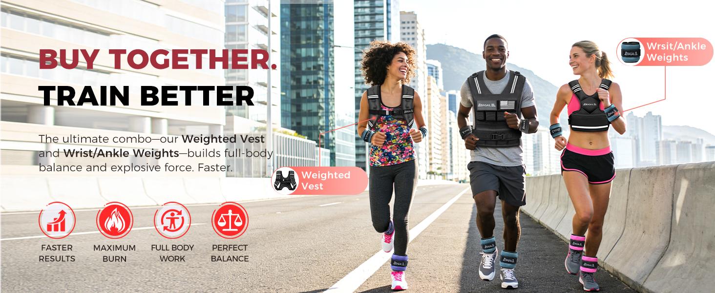【SpringStatements】BAGAIL Comfort-Fit Weighted Vest for Woman, Even Weight Distribution, No-Chafe or Bounce for Walking & Running with Detachable Phone Pouch & Reflective Stripes (Available 5-30lbs)