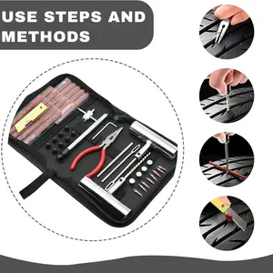 Car Tire Repair Kit, Tire Plug Set, Universal Suv RV Truck Tractor Trailer Motorcycle Tire Patching Accessories