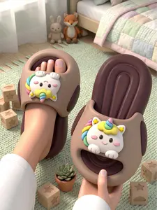 Summer Unicorn Slippers for Girls, Cute Cartoon Pattern, Soft Eva Sole, Less Than Ankle Height, Comfortable Summer Footwear