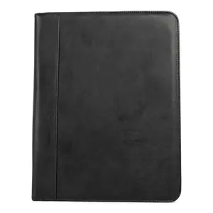 Bond Street  9.5 x 13.25 in. Faux-Leather Padfolio with Solar Calculator, Black