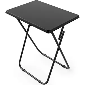 Folding TV Tray Table - Tray Table with No Assembly Required, TV Dinner Tray for Eating, Foldable Snack Tables for Bed & Sofa (Black)