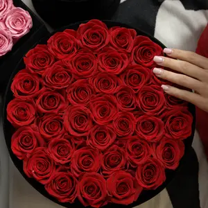 36 Red Roses - Round Velvet Box