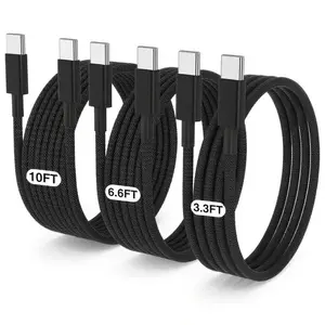 60w USB C to USB C Cable, Super Fast Charging Mobile Type C Cable for iPhone 16 15 Pro, Galaxy S24 S23, iPad Pro Air, Macbook Pro, Braided Design, Braided Charger Cord