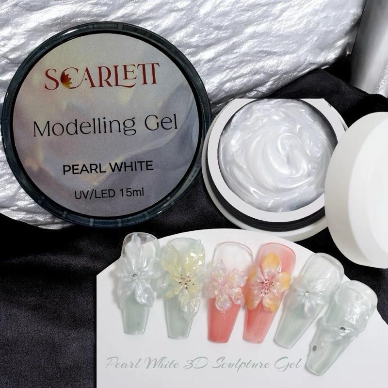Modelling Gel - Combo 3 Hũ Gel Nặn 3D White Clear Pearl White UV LED 15ml