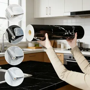 1 Roll Marble Peel Stick Waterproof, Heat/Oil Insulation, Removable No Residue, Includes Scraper, For Bathroom/Living Room/Kitchen Countertops/Tabletop/Walls, Rental Home Renovation Spring-Summer Wall Decoration