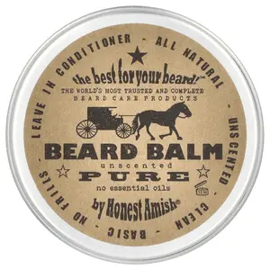 Honest Amish Pure Beard Balm, Unscented, 2 oz (60 ml)