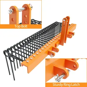 60"/72" Pine Straw Landscape Rake - Heavy Duty Tow Behind Rake for Tractors with 3-Point Hitch, Powder Coated Steel Springs & Cat 0/1 Attachments, Orange