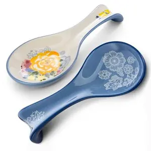 Kook Ceramic Spoon Rests, Set of 2: Floral