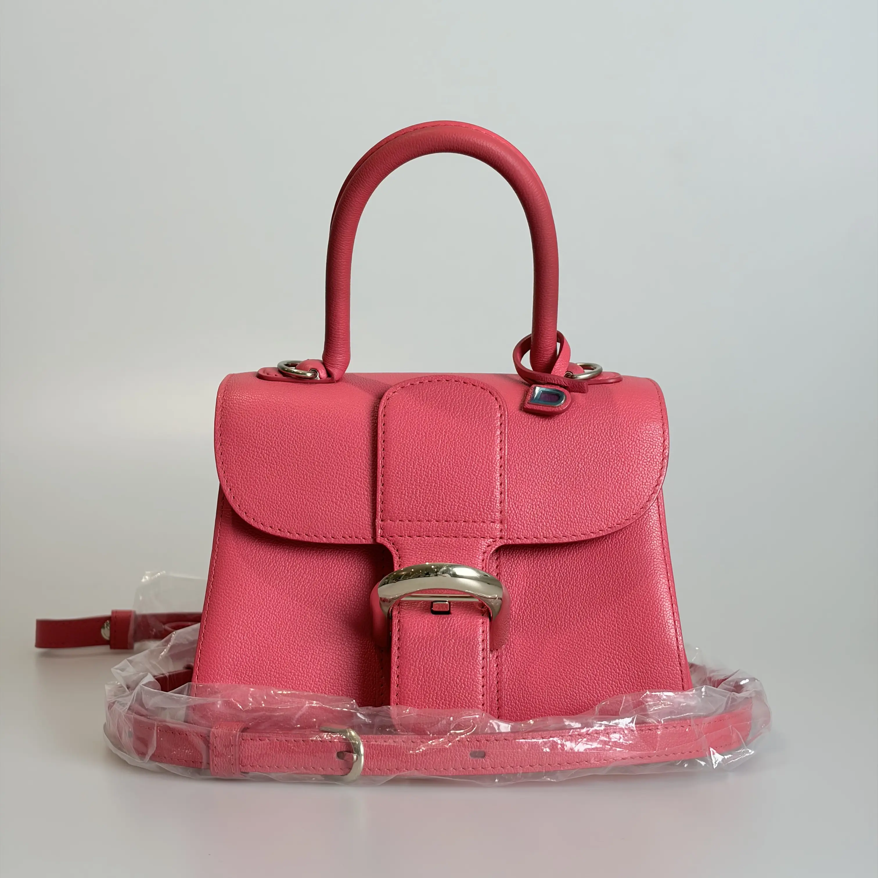 Pre-owned delvaux Grained Calfskin Top Handle Bag Brillant Fuchsia 95713762