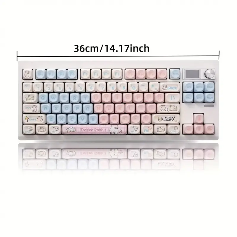 Aston Digital Milky Sugar Bunny ABS Keycap Set - Decorate Your Keyboard, Comfortable Cartoon Gaming/Office Accessory, Valentine's Gift (Keycaps Only, No Keyboard Included)