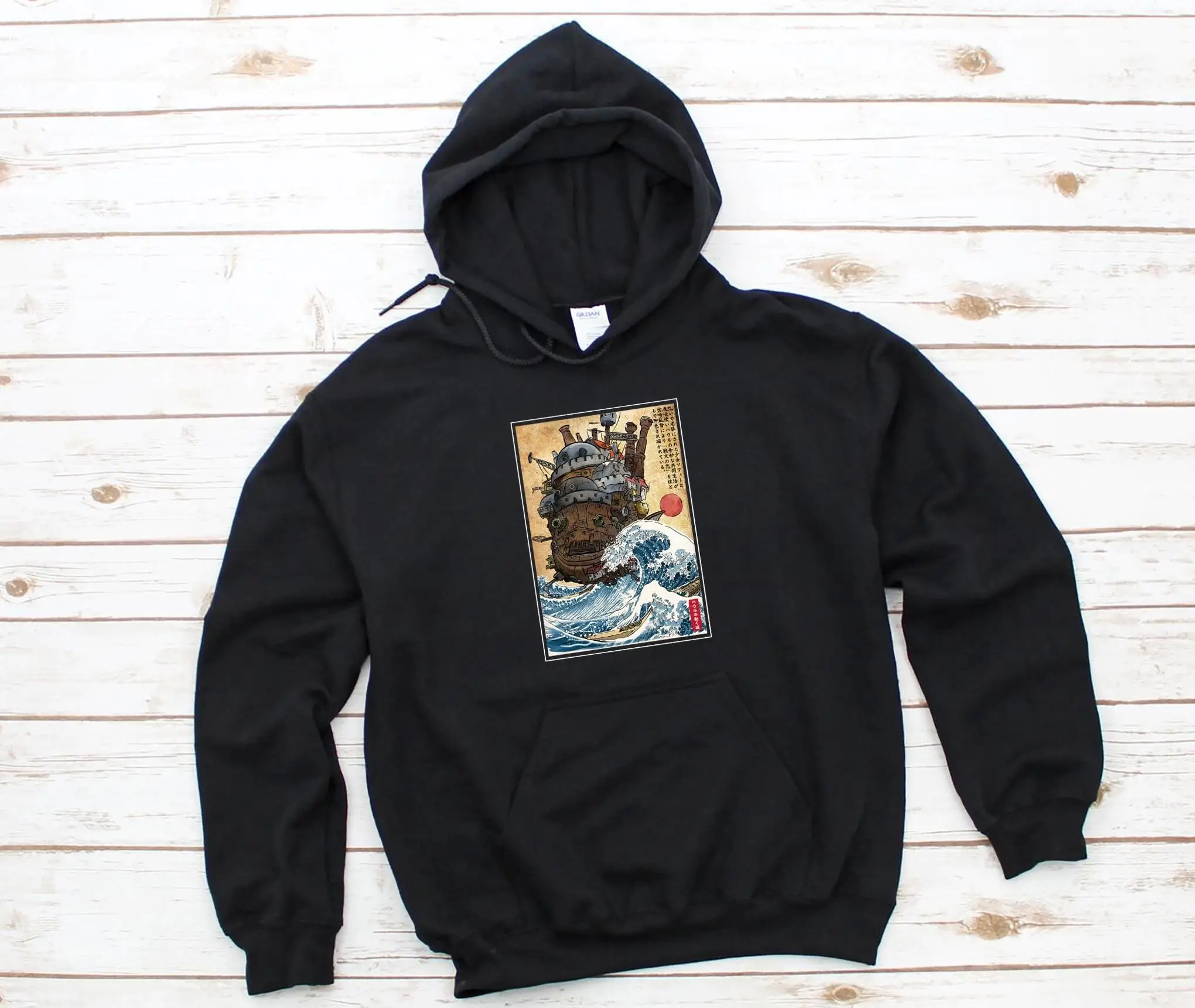 Studio Ghibli Moving Castle Hoodie, Great Wave Kanagawa Japanese Anime Miyazaki Hoodies, Howls Castle Hoodie, Calcifer Ghibli Gift
