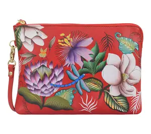 Anushcka Painted Leather Wristlet Wallet