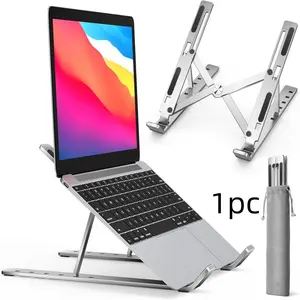 Adjustable Aluminum Laptop Stand Foldable Portable Ergonomic Desk Mount for Notebook Tablet Computer Multi-Angle Cooling Riser with Non-Slip Design Space Saving Home Office Study Desktop Organizer