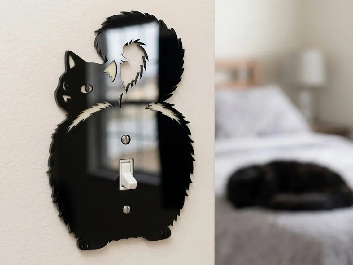Cat Butt Light Switch Plate Cover – Acrylic Pet Room Decor Wall Plate